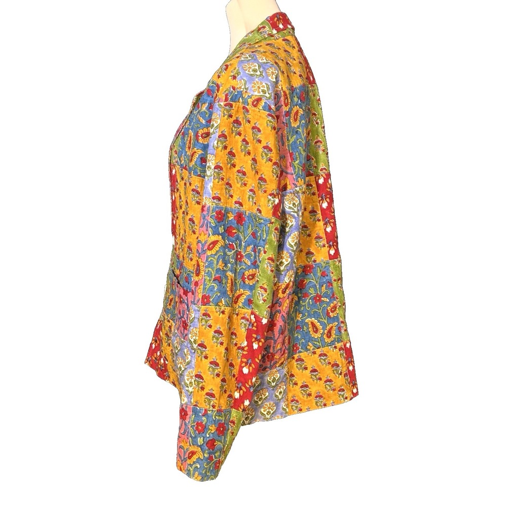 Vintage Boho Mod True Patchwork Lined Pockets Art to Wear Blazer Jacket Colorful - Picture 5 of 10